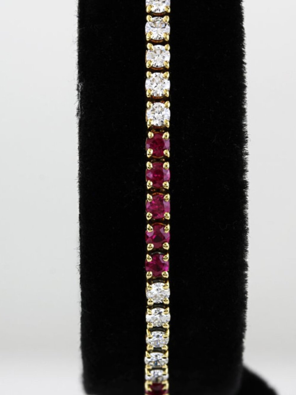 18K Yellow Gold 7" Diamond Lab-Created Ruby Tennis Bracelet Anniversary Gift